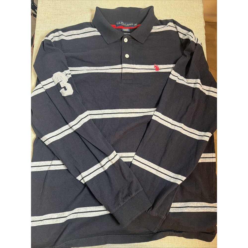 Polo Ralph Lauren Navy & Gray Track Stripe Rugby, $145, XXL